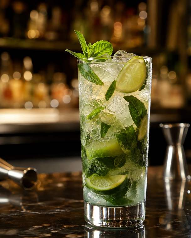 Illustrative mojito-style cocktail