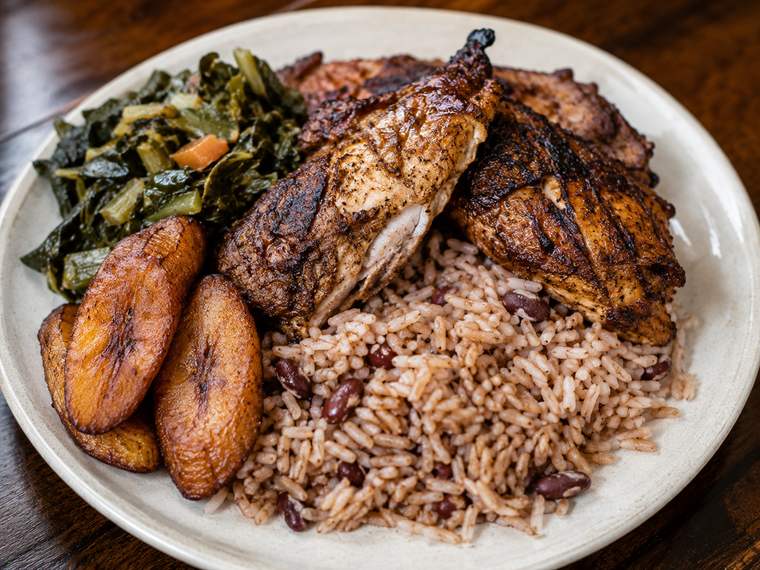 Illustrative jerk chicken plate